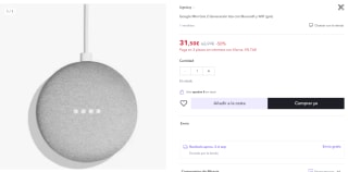 Altavoz inteligente Google Nest Mini, 2ª generación por 31,50€ (cuenta nueva por 19,50€)