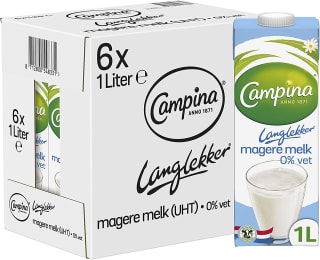 Campina Langlekker volle melk 12 pakken voor €12 bij Amazon