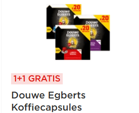 1+1 gratis op Douwe Egberts koffiecups bij de Plus