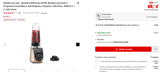 Batidora vaso Moulinex Blend Up LM190, 8 Programas automáticos, Autolimpieza por 69€