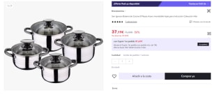 San Ignacio Batería de Cocina 8 Piezas Acero Inoxidable Apta para Inducción Colección Hita por 37.19€ (Cuenta Nueva 27.19€)