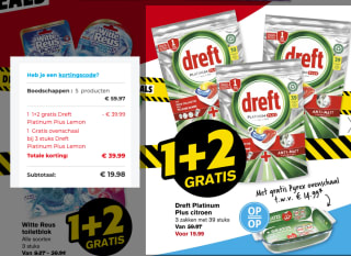Dreft 1+2 gratis EN GRATIS Pyrex ovenschaal twv 14,99 euro