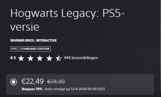 Hogwards Legacy voor €22,49 in de Playstation Store