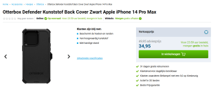 Otterbox Defender Kunststof Back Cover Zwart Apple iPhone 14 Pro Max voor €12 bij Bol