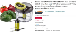 Tefal 5 second Chopper K13204 handmatige hakmolen 900ml voor €17,99 met Amazon Prime