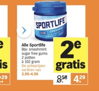 2 pakken Sportlife mints voor €2.25 bij AH na cashback actie Tikkie