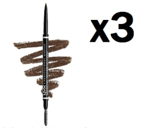 3 NYX Professional Makeup Lápiz de cejas perfectas Micro Brow Pencil, Dos lados: cepillo espiral y lápiz de cejas automático, Fórmula vegana, Tono: Brunette por 14.86€