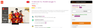 TV Mini LED TCL 75C805 Google TV por 974€