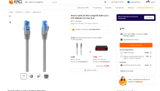 Cable CAT 6 10m Aisens de Red Latiguillo RJ45 Cat.6 UTP AWG26 CCA 10m Gris por tan solo 3,48€
