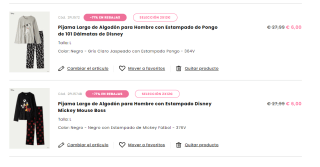 2 prendas por 12€ en tezenis por ejemplo 2 pijamas por 12€ unidad por 6€