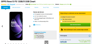 OPPO Reno13 FS 12GB/512GB Zwart voor €329 bij Belsimpel