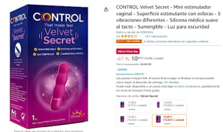 Mini Vibrador (10 cm) CONTROL Velvet Secret, 5 vibraciones diferentes, sumergible y con Luz para oscuridad por 10€