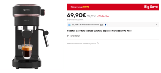 Cecotec Cafetera Express Cafelizzia 890 Rose por 69,90€