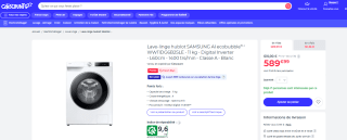 Lave-linge hublot Samsung AI ecobubble WW11DG6B25LE - 11 kg, Digital Inverter, L60cm, 1400 trs/min à 589,99€