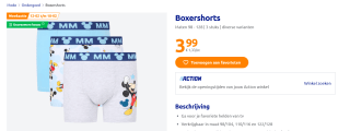 Kinder boxershorts 3-pack in diverse varianten voor €3,99 bij de Action