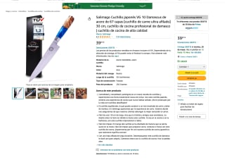 Cuchillo japonés acero de Damasco por solo 39,87€
