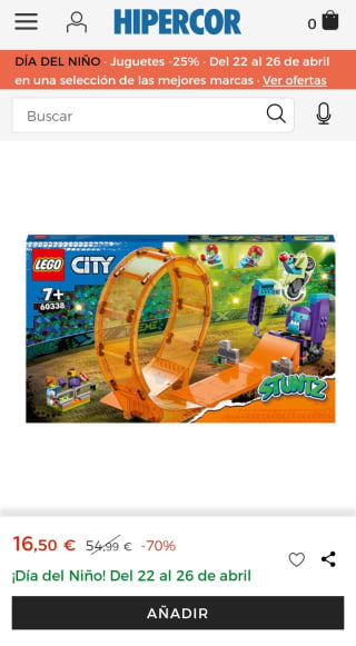 Set de Construcción Rizo Acrobático: Chimpancé Devastador con Moto de Juguete LEGO City Stuntz por 16,50€.
