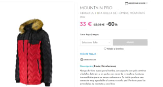 Abrigo de Fibra Hueca para Hombre Mountain Pro por 33€