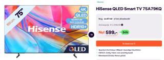 Hisense 75A79KQ – 75 inch – 4K LED – 2024 voor €599 bij Ibood