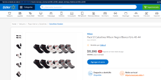 Pack de 12 calcetines Wilson para hombre por $11.390