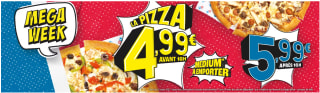 Tous les pizzas Medium à 4,99€ avant 16h