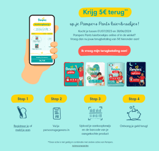 €5 cashback op Pampers pants