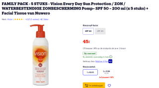 Vision High SPF50 spray (200ml) 5 stuks voor €45 bij Bol.com
