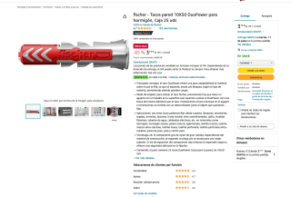 25 Tacos Fischer pared 10X50 DuoPower para hormigón por 3,30€