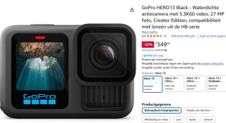 GoPro HERO13 Black - Actioncam voor €349 bij Amazon