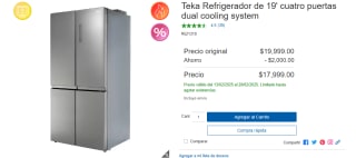 Refrigerador Teka 19' de 4 Puertas por $15,499 | Costco (PayPal)