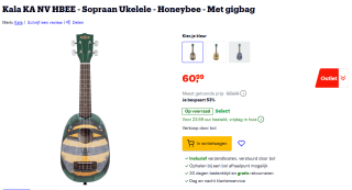 Kala KA NV HBEE Sopraan Ukelele Honeybee voor €60,99 bij Bol