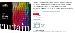Twinkly lichtgordijn · RGBW · 210 lampjes voor €77,99 bij Amazon