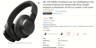 JBL LIVE 660NC Zwart - Wireless Over-Ear koptelefoon voor €79 bij Amazon