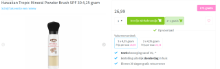 2x Hawaiian Tropic Mineral Powder Brush SPF 30 4,25 gram voor €26,99 bij Plein