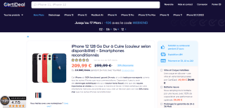 Smartphones reconditionnés iPhone 12 128 Go à 209,99€