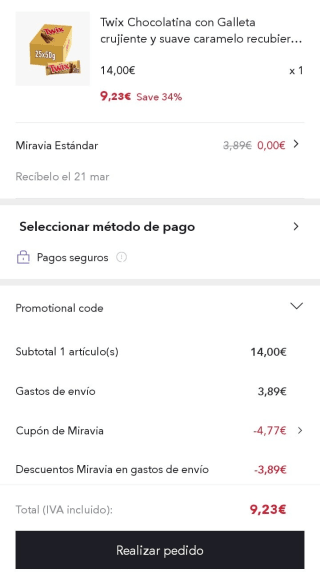 Twix Chocolate Pack de 25×50gr. por 9,23€.