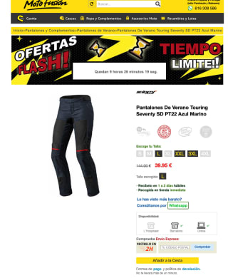 Pantalones Moto Touring Seventy SD PT22 Azul Marino por 39,95€
