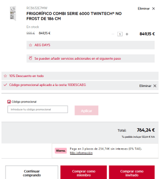 Código 10% Descuento en AEG DAYS + Cashback en modelos seleccionados