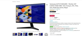 Monitor Samsung LS27C312EAUXEN de 27 pulgadas FullHD 75Hz, 5ms por 109€