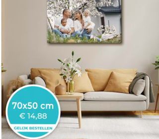 Eigen foto op canvas 50x70 cm voor €16,80 dmv code bij Fotoproducten