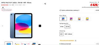APPLE iPad 10.9" (2022) - 256 GB - Wifi - Blauw voor €429 bij de Mediamarkt