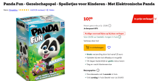Megableu Panda Fun Kinderspel voor €10,99 bij Bol