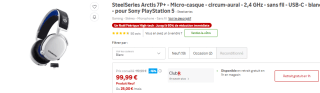 Casque sans fil Steelseries Arctis 7P+ à 99,99€