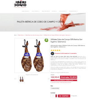 2 Paleta Cebo de Campo 50% Ibérica San Ingelmo Salamanca 4.5KG unidad por 100,90€