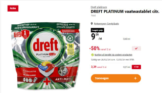 [BELGIË] Dreft Platinum+ citroen 16 tabs voor €1,69