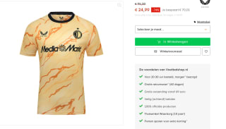 Castore Feyenoord 4e Shirt 2024-2025 voor €24,99 in de Voetbalshop