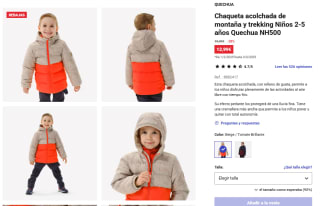 Chaqueta acolchada de montaña y trekking Niños 2-6 años Quechua NH500 por 11,99€