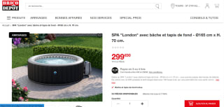 Déstockage SPA "London" Brico Dépôt Saint-Cyr-sur-Loire à 299€
