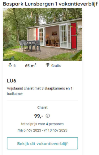 Vanaf €99 een weekend of midweek bij Roompot