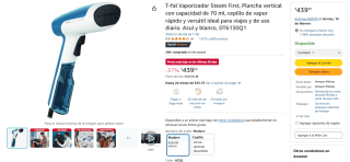 Plancha T-Fal Vaporizador Steam First $439 | Descuento Amazon